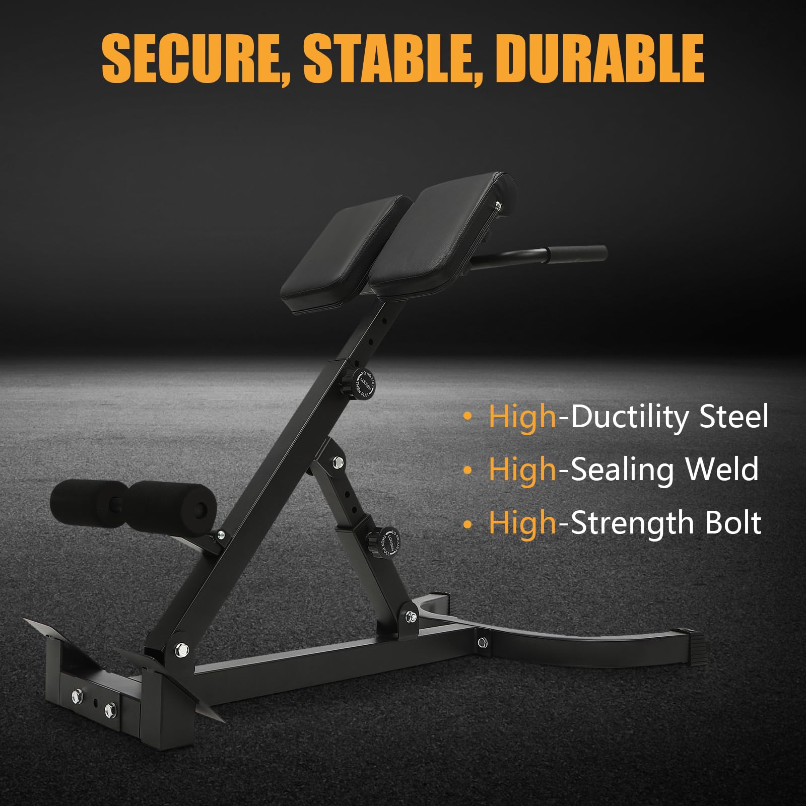 Adjustable Hyperextension Bench for Back Exercise & Core Strength – 5 Tilt Positions, 330lbs Max Load, Anti-Slip Handles, Adjustable Abdominal Pad, Multi-Functional Home Gym Bench