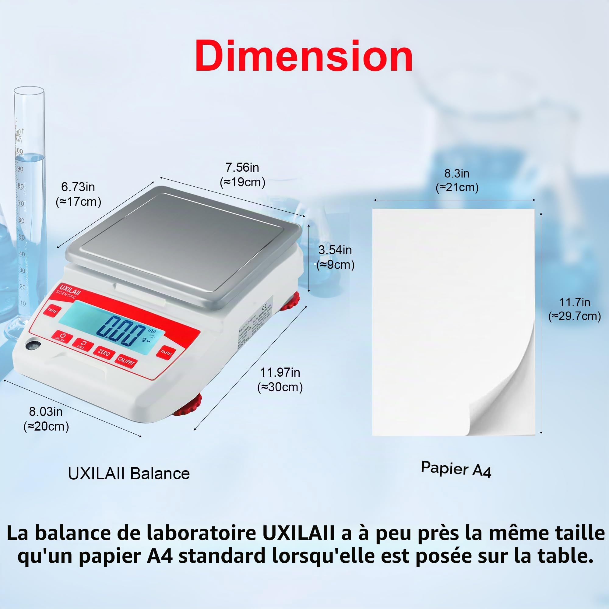 Balance de laboratoire 0,01 g - Balance analytique électronique de précision de 0,01 g - Balance de cuisine numérique - Échelle de gram - Bol avec 1 kg (3202g0.01g)