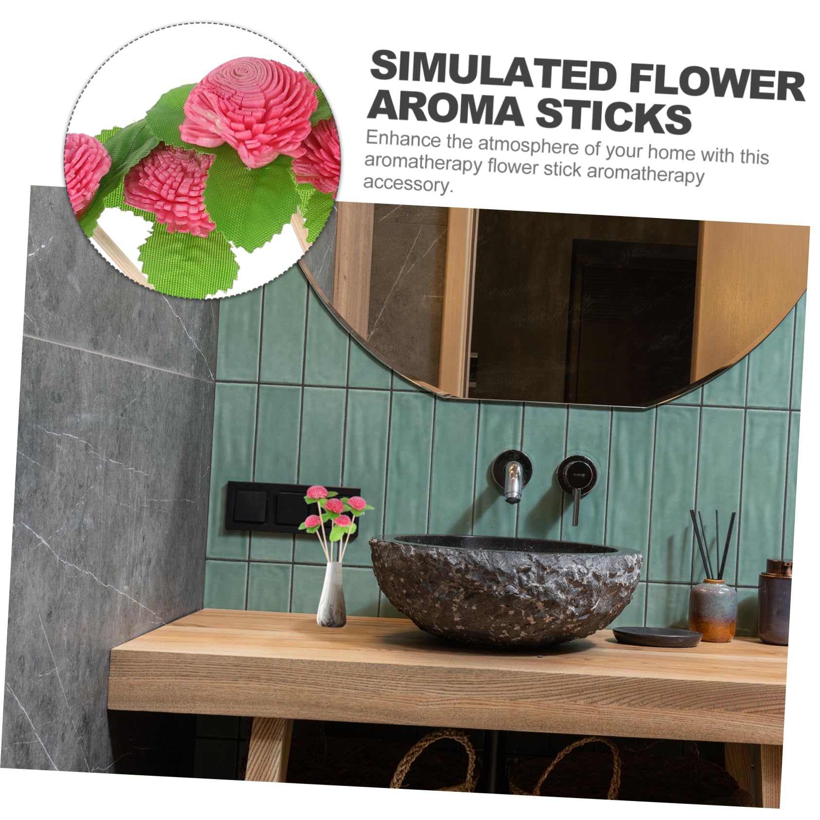 Bâtonnets Diffuseurs Fleur pour Aromathérapie 5pcs en Bois et Plastique, Remplacement, Prévient la Chute, pour Diffuseur D'huile Essentielle