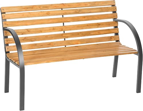 tectake® Banc de Jardin Solide en Bois Naturel laqué et A…