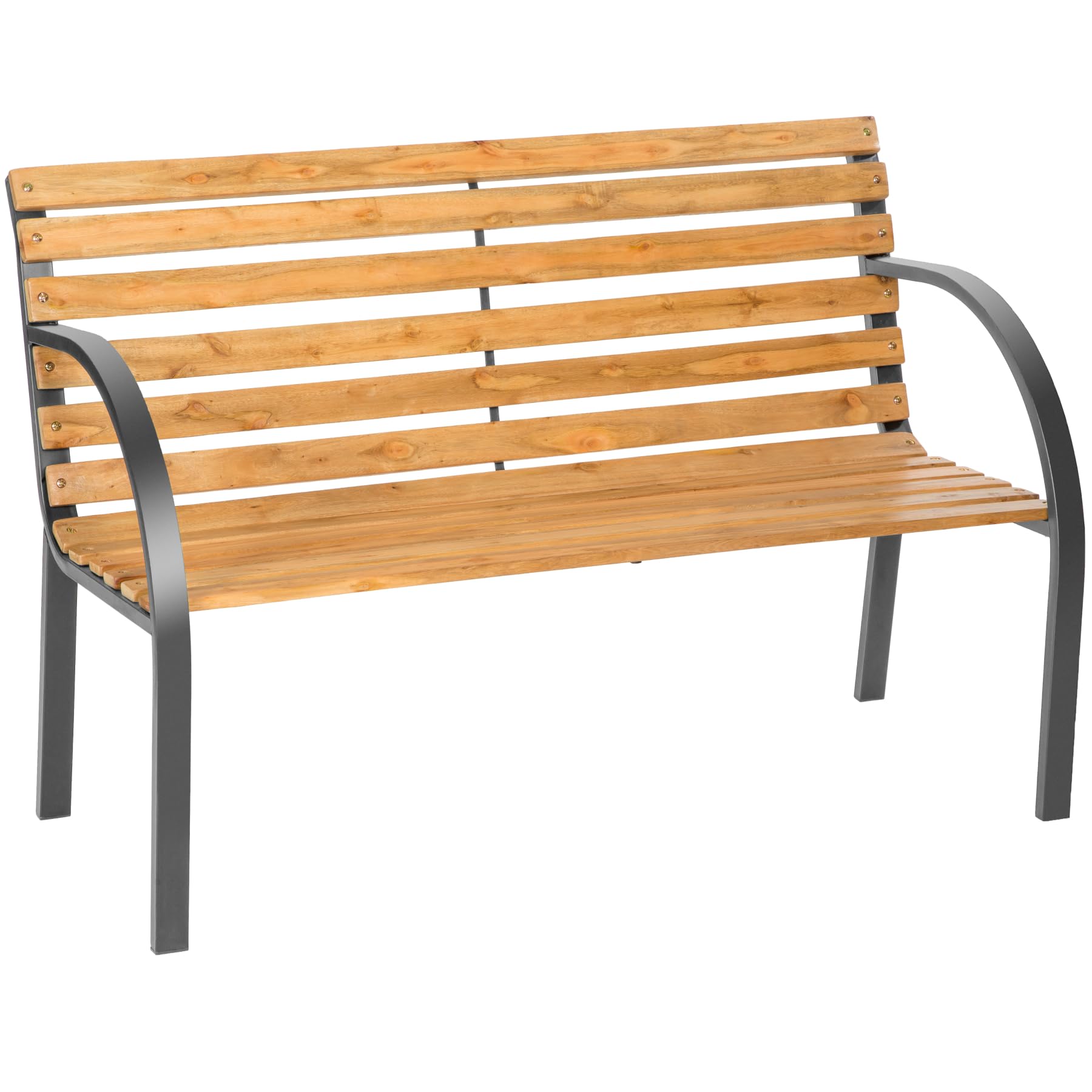 Banc de jardin en bois et acier résistant aux intempéries tectake