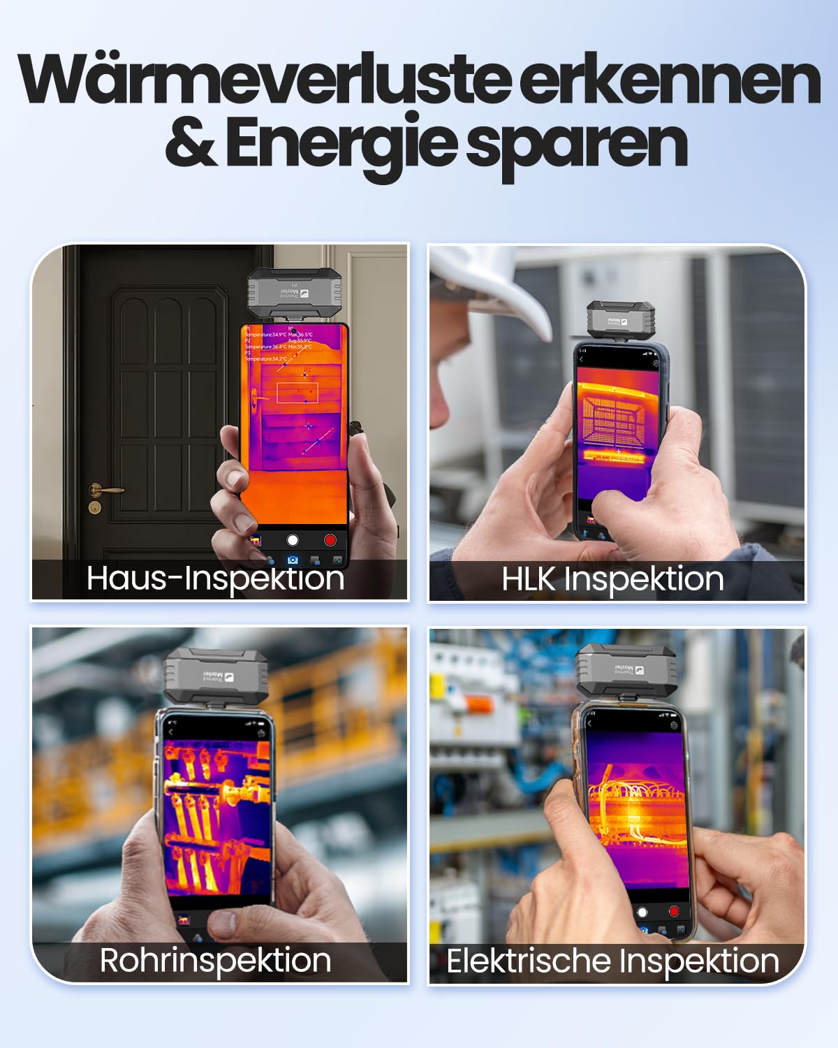 Thermal Master P1 Wärmebildkamera für iPhone 15/16 und Android Infrarotkamera mit Super IR Auflösung 320x240, Wärmebildkameras ±2℃ Genauigkeit Haus-Inspektion 15x Zoom, Grau