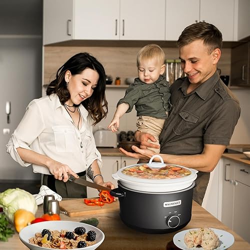 Miniatura 6 de Magnifique - Calentador de alimentos manual redondo de 5 cuartos de galón con 3 ajustes de cocción, perfecto para cocina, pequeño electrodoméstico