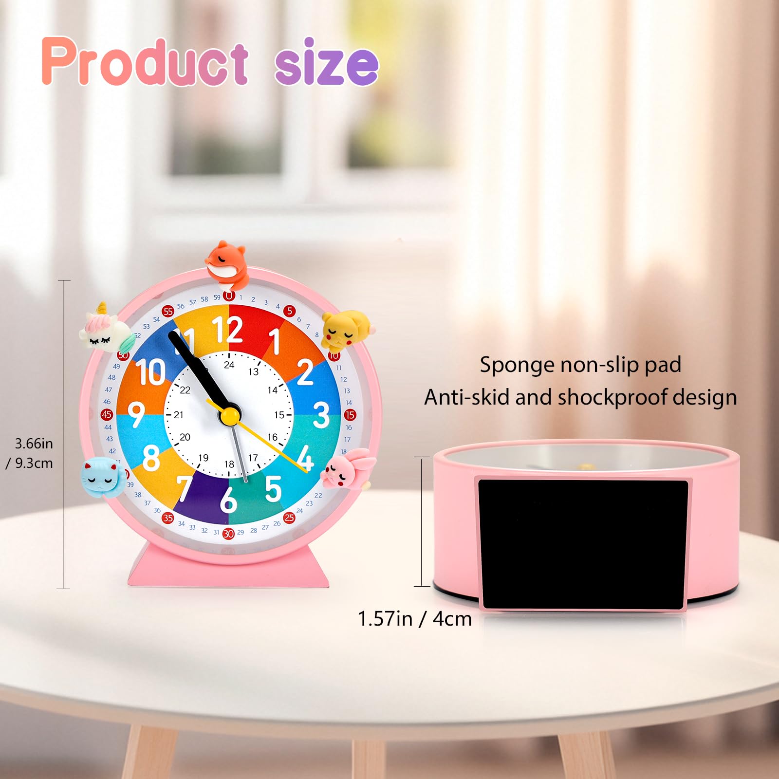 Sveglia Bambini, Adatta Ai Bambini Che Iniziano Ad Andare A Scuola, Nessun Ticchettio, Funzione Luce Notturna E Funzione Snooze, Con 5 Adorabili Decorazioni Per Sveglia Comodino.