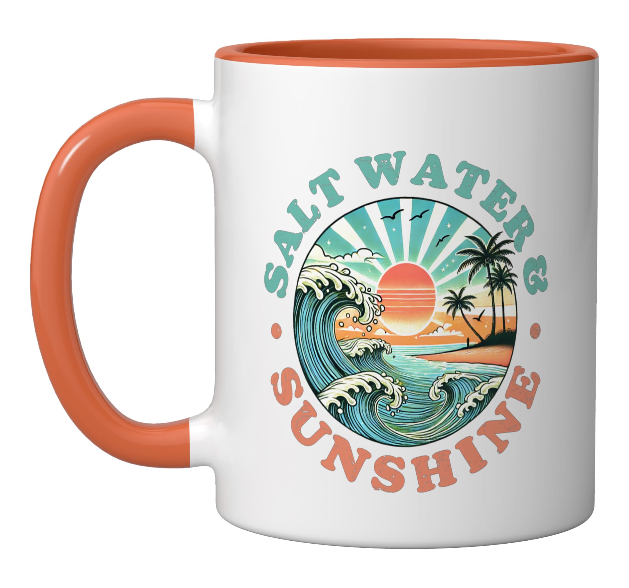 Saltwater And Sunshine Ceramic Mug, Orange/White
