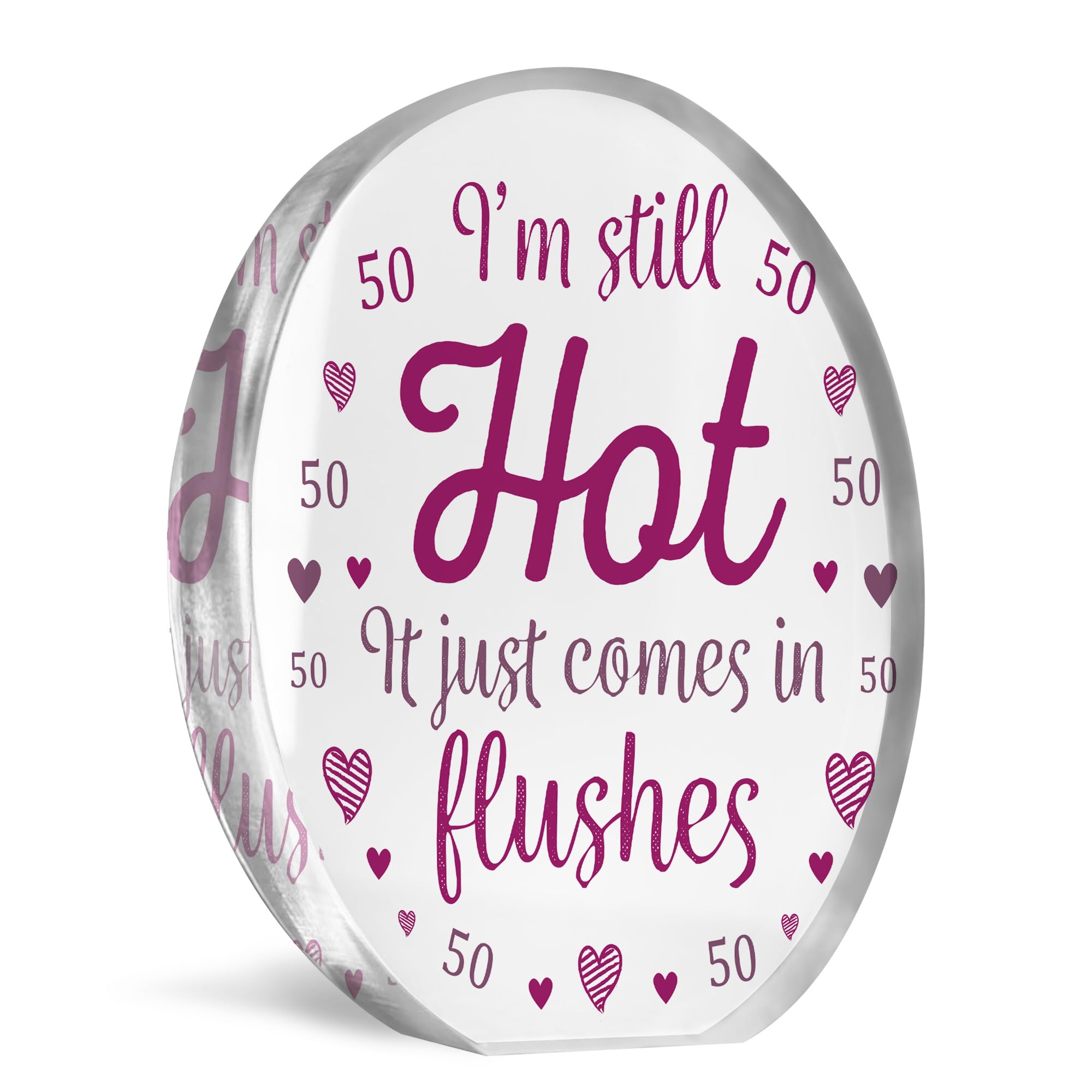 Red Ocean Funny 50th Birthday Gifts For Women Friend Colleague Sister, Fifty Years Gifts, 50th Birthday Acrylic Plaque Gift For Women, Novelty Birthday Present For 50th Birthday