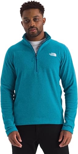 The North Face Men's Textured Cap Rock Quarter Zip Pullover - 1/4 Zip Fleece Jacket with a Classic Fit & Embroidered Logo, Dusk Blue Heather, X-Large