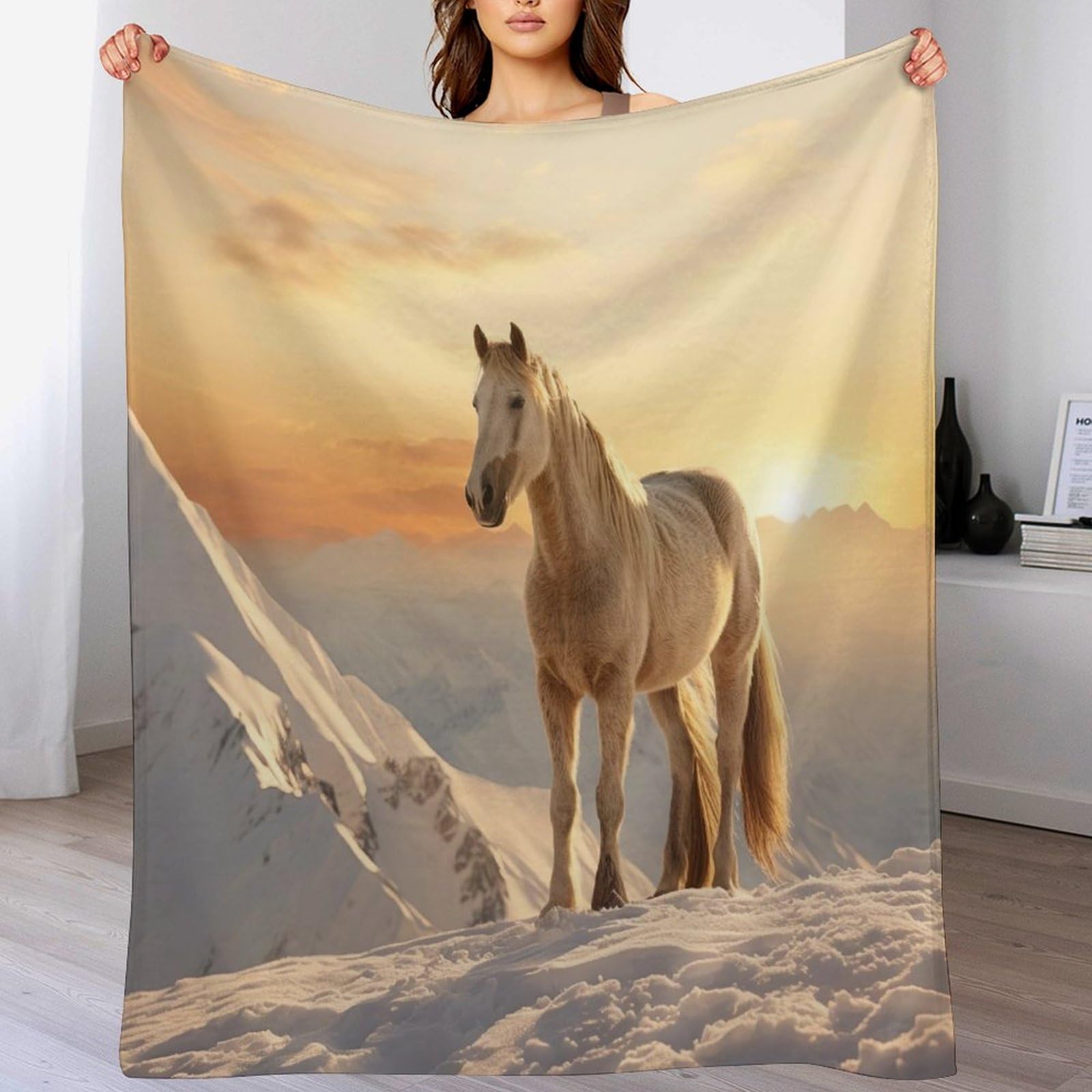 Couverture Polaire Animal Cheval Plaid Lit Canapé Flannel Doux