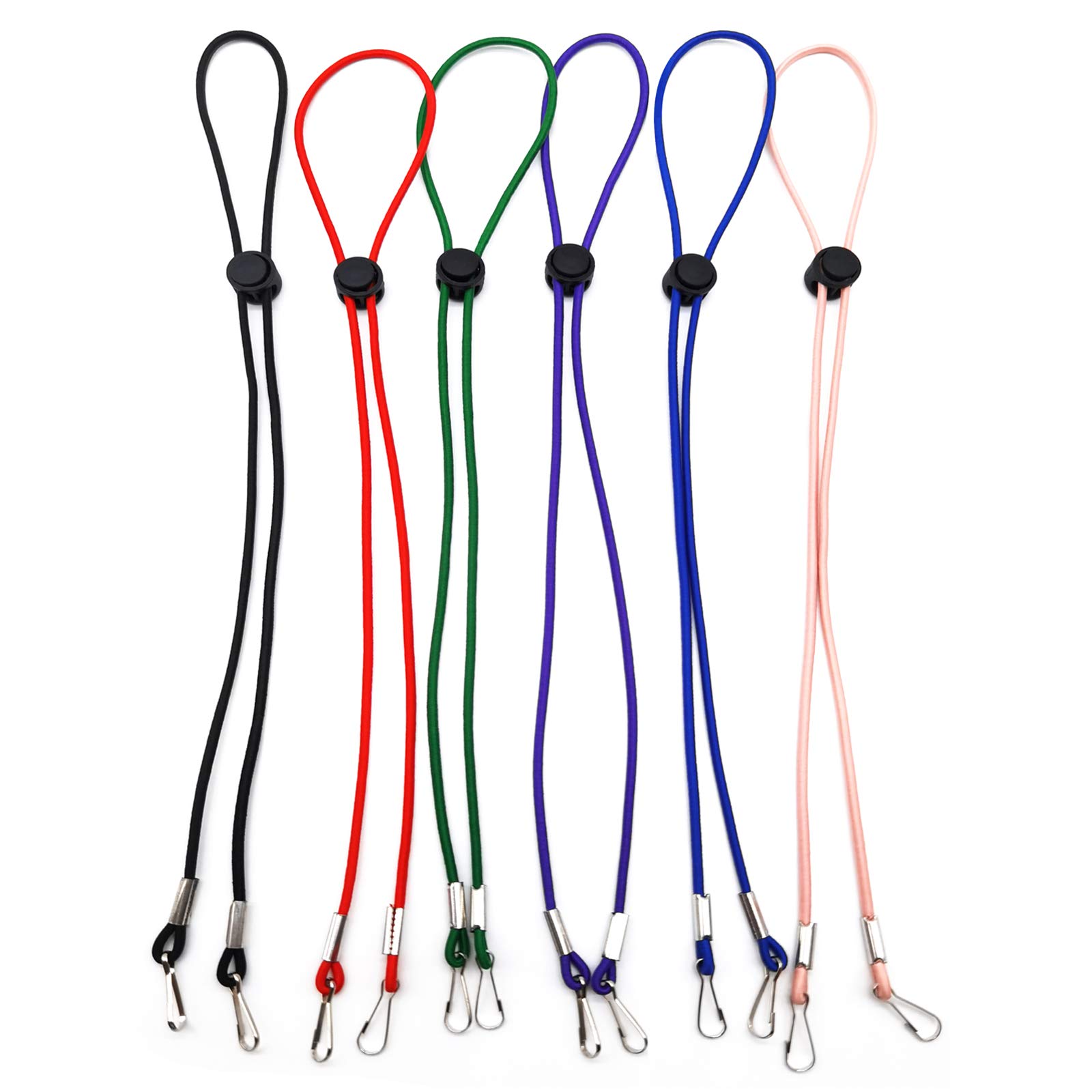 6 Pcs Adjustable Length Face Mask Lanyards, Adjustable Length Ear Saver Holder with Clips for Kids Women Men Senior Adults Adjustable Accessories, Great for School Outing Sport (Multi Color)