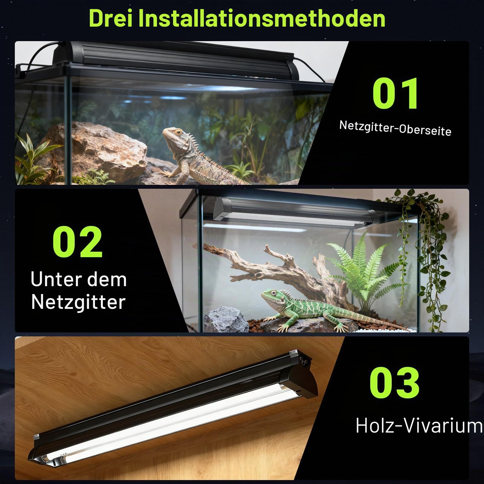 T5 UVB-Licht-Reptilien-Set 10% UVB 30% UVA 31,5 cm Hochleistungshalterung für Bartagamen Eidechsen Schildkröten