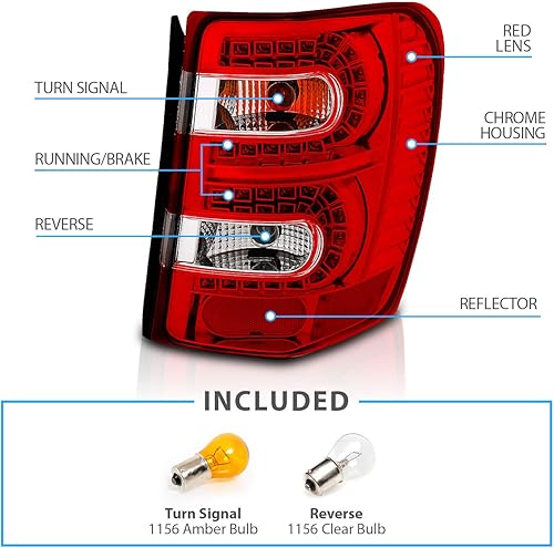 Miniatura 5 de AmeriLite Luces traseras de repuesto LED rojastransparentes para Jeep Grand Cherokee 99-04, lado del pasajero y del conductor