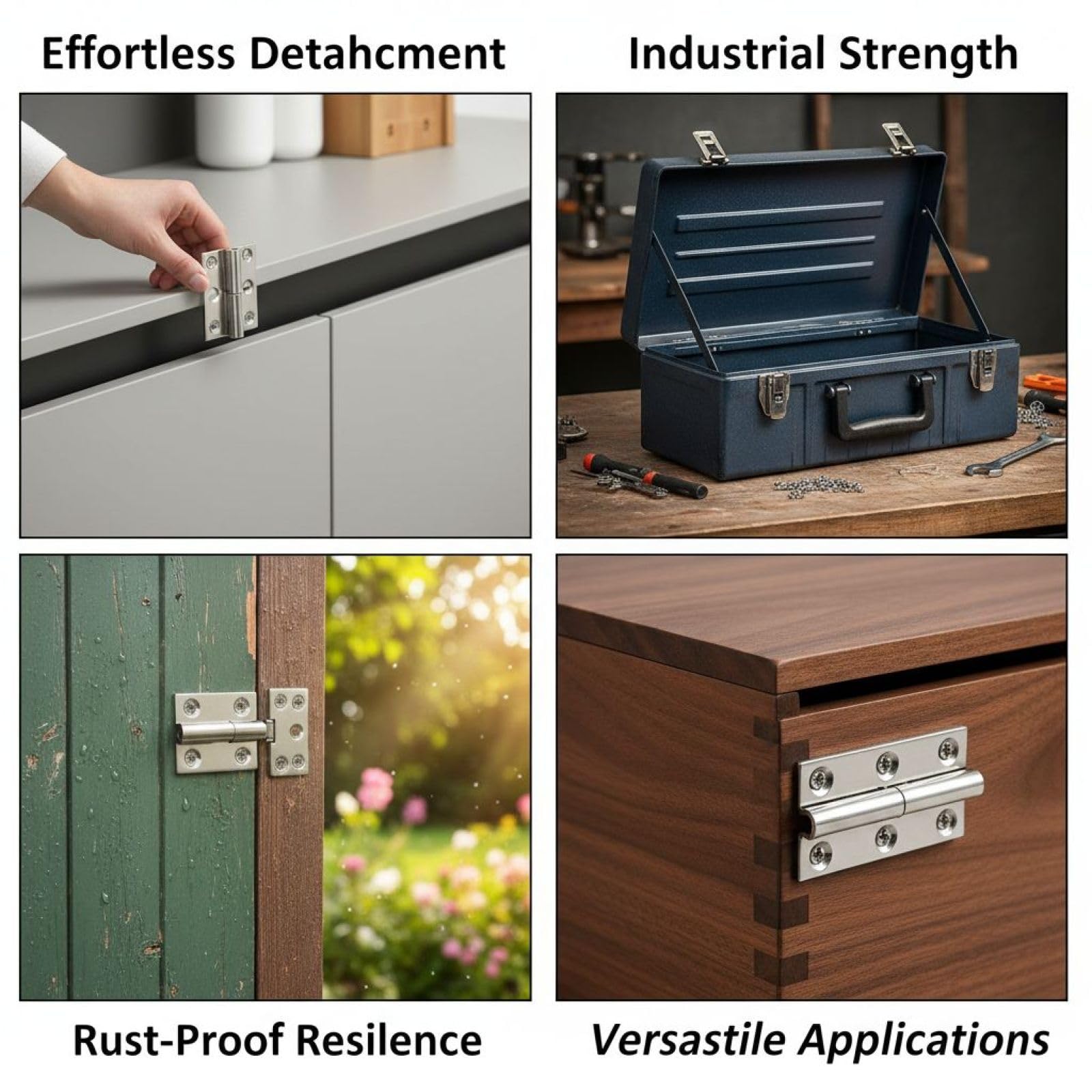 8 Stk. 2,5 Zoll oder 64 mm Lift Off Scharniere aus Edelstahl 304, abnehmbare Möbeltür Beschläge, 64 x 36 mm industrielle teilbare Scharniere für Holztüren, Werkzeugkoffer und Boxen