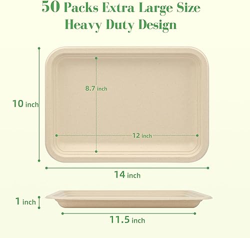 Miniatura 6 de Juego de vajilla compostable de 300 piezas, platos de caña de azúcar, utensilios y bandejas de papel grandes para fiestas, cangrejos, langostas,