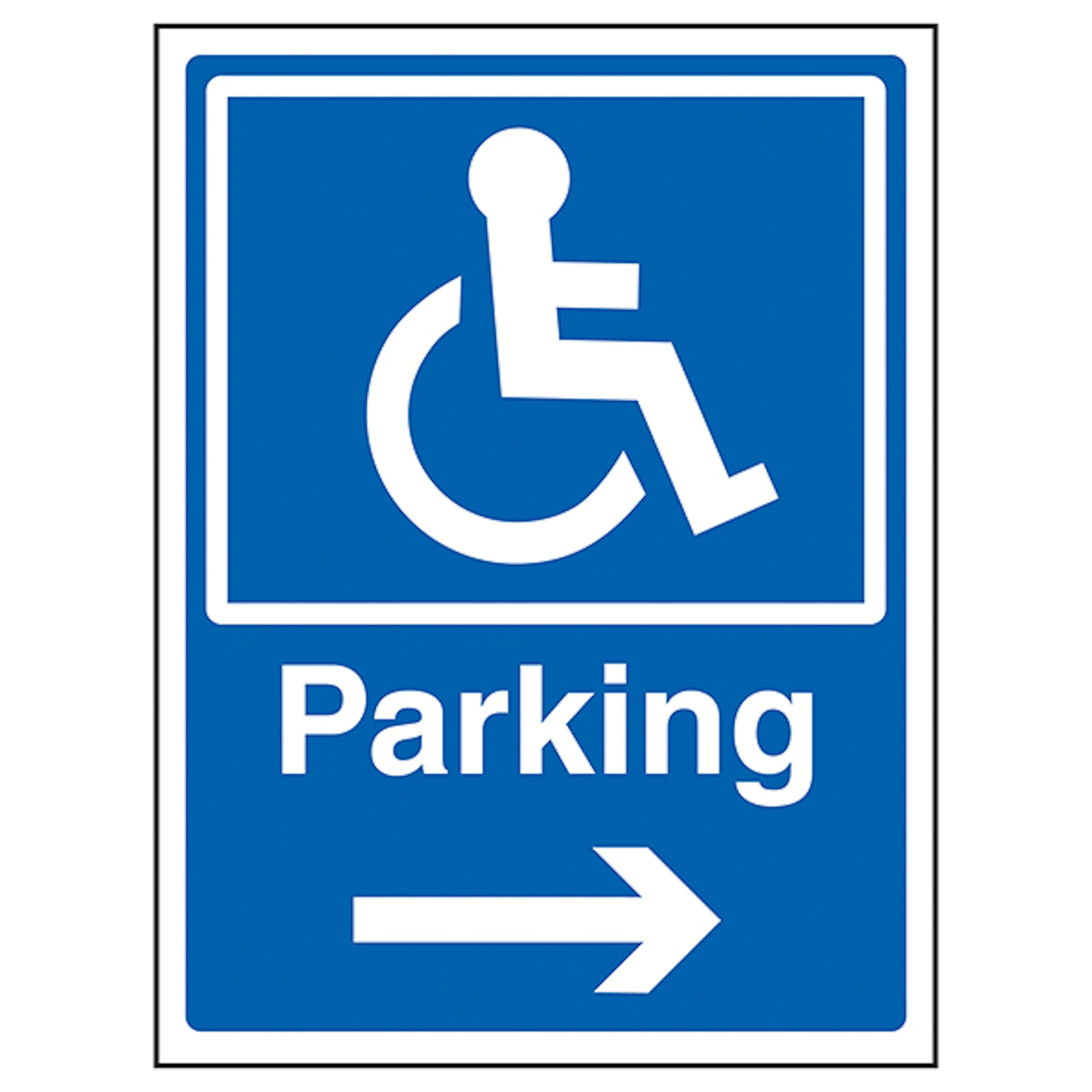 V Safety Disabled Parking Arrow Right 200 x 300mm - 3mm Aluminium Composite Safety Sign