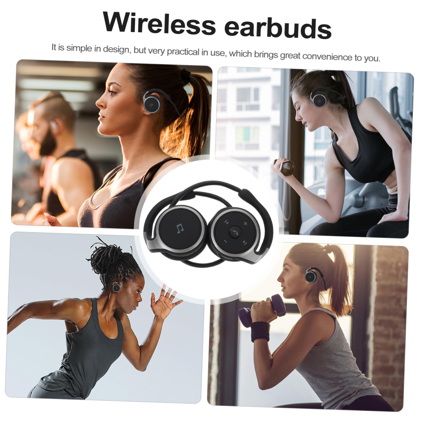 HOMSFOU Auricolari Sport con Archetto, Leggeri in Abs, Versione 4.1, Comodi Occhiali, per Corsa e Allenamento