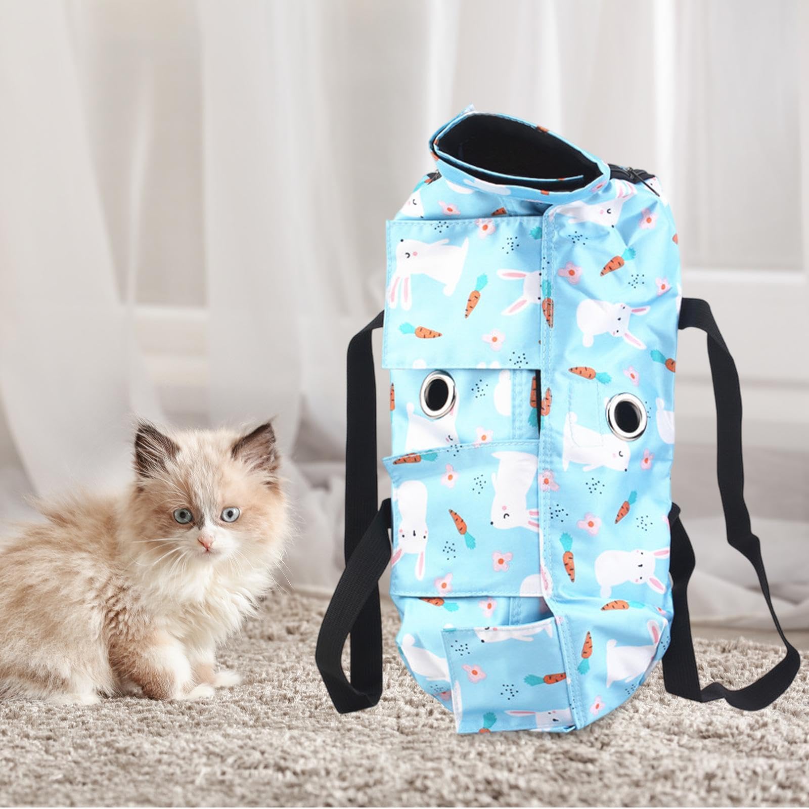 Transportín Multiusos para Gatos, Ideal para El Cuidado de Uñas Y Orejas, Azul