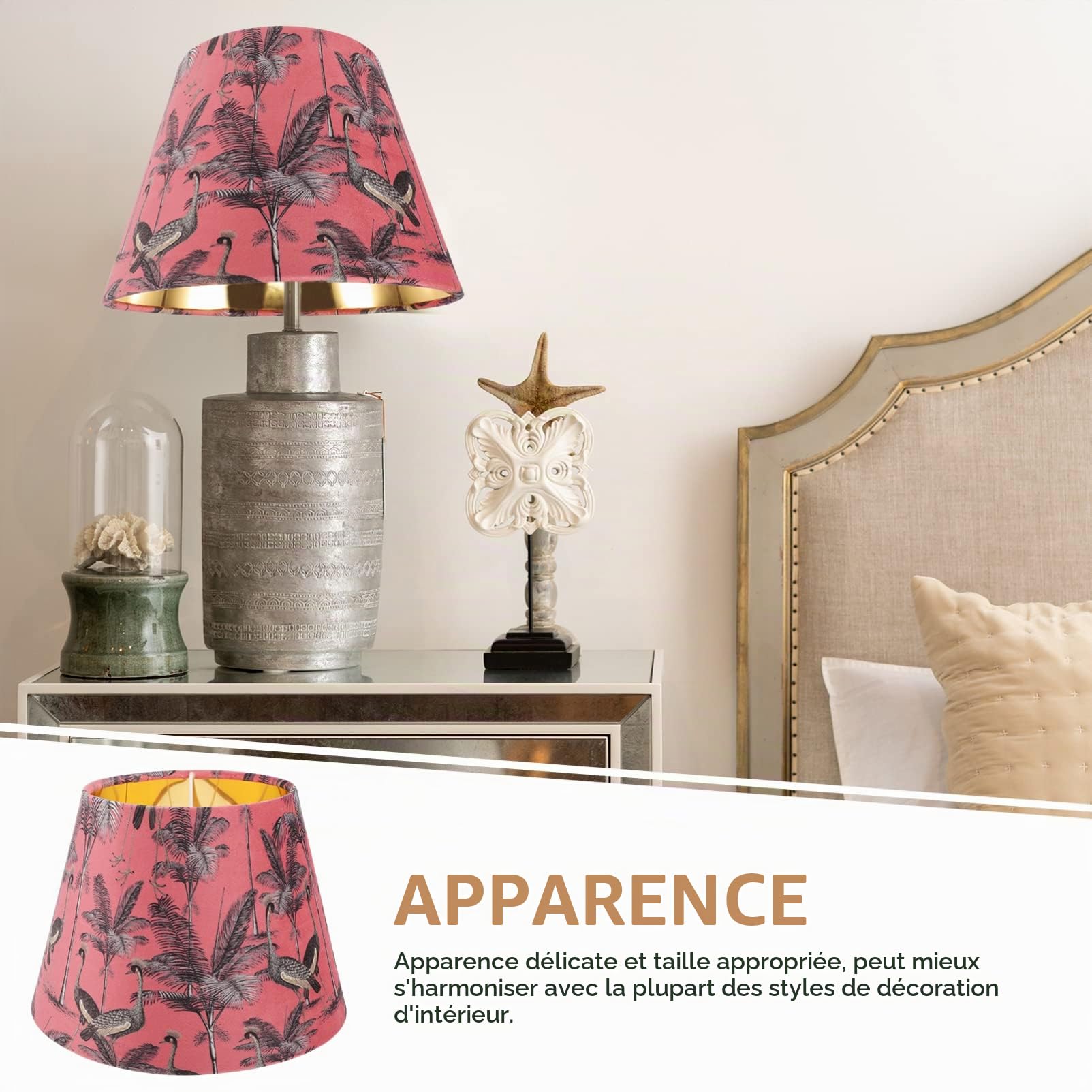 Milisten Abat-jour En Tissu À Motifs Petit Modèle De Remplacement Pour Lampe De Bureau Abat-jour Noir Pour Chambre À Coucher