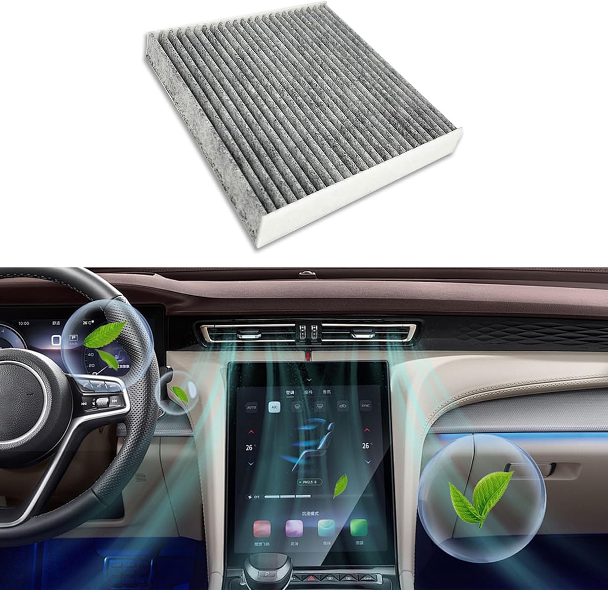 Car Fresh Breeze Air Filter Replacement for Car Passenger, Premium Cabin Air Filter with Activated Carbon, Easy to Install, Auto Compartment Air Filters Replaces CF10134