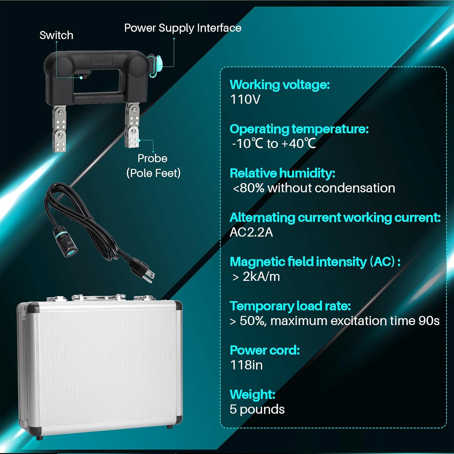 Portable Magnetic Particle Flaw Detector, Steel Weld Magnetic Particle Inspection for Confined Spaces and Industrial Use
