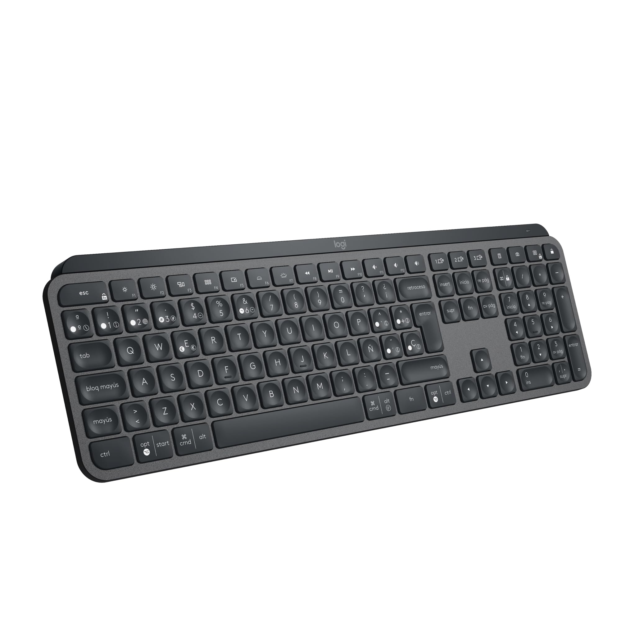 Logitech MX Keys S Teclado inalámbrico, Perfil Bajo, Escritura Fluida Precisa Silenciosa, Teclas Programables, Iluminación, Bluetooth, Carga USB C, para Windows,Linux,Chrome,Mac, QWERTY Español - Gris