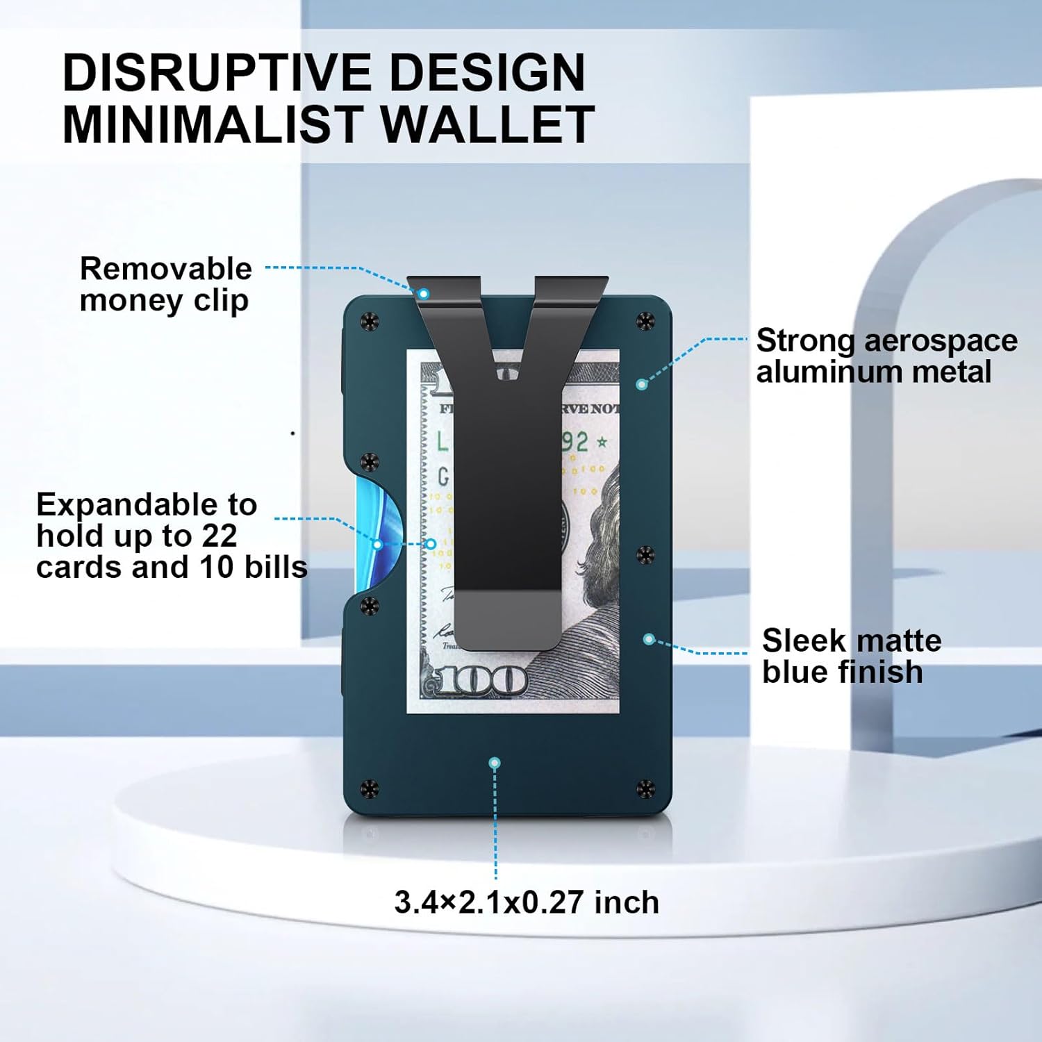 CHJGLNL Minimalist Wallet, Slim Wallet for Men, Minimalist Cash Strap and Money Clip Wallet, Front Pocket Wallets, Metal Wallet, RFID Blocking, 22 Card Capacity - Image 4