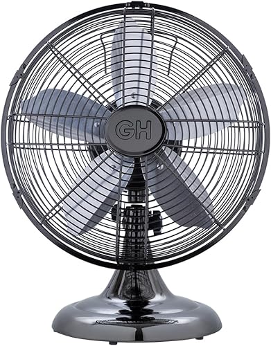 Miniatura 13 de Good Housekeeping 92611 Ventilador de mesa de oficina retro de 12 pulgadas con amplia oscilación, ajustes de 3 velocidades y asa de transporte, rojo