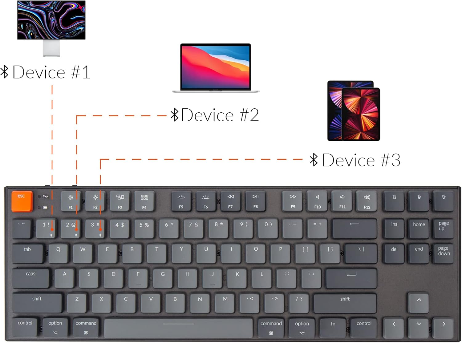 Keychron K1 Tenkeyless Layout Ultra-Slim Hot-swappable Wireless Bluetooth/Wired USB Mechanical Keyboard for Mac Windows with Low-Profile Optical Mint Switch White LED Backlit - Version 5