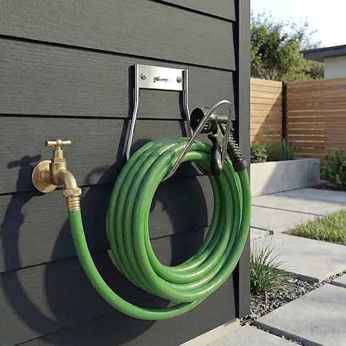 Miniatura 2 de JBscoop Soporte para Manguera de Jardín de Acero Inoxidable Pequeño para Montaje en Pared, Ideal para Agua, Aire, Manguera Hidráulica, Cuerdas,