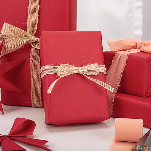 Miniatura 4 de FLYHILL Rollo de papel kraft rojo de 18 pulgadas x 100 pies (149 pies cuadrados), rollo de papel reciclable para envolver regalos, estudio de