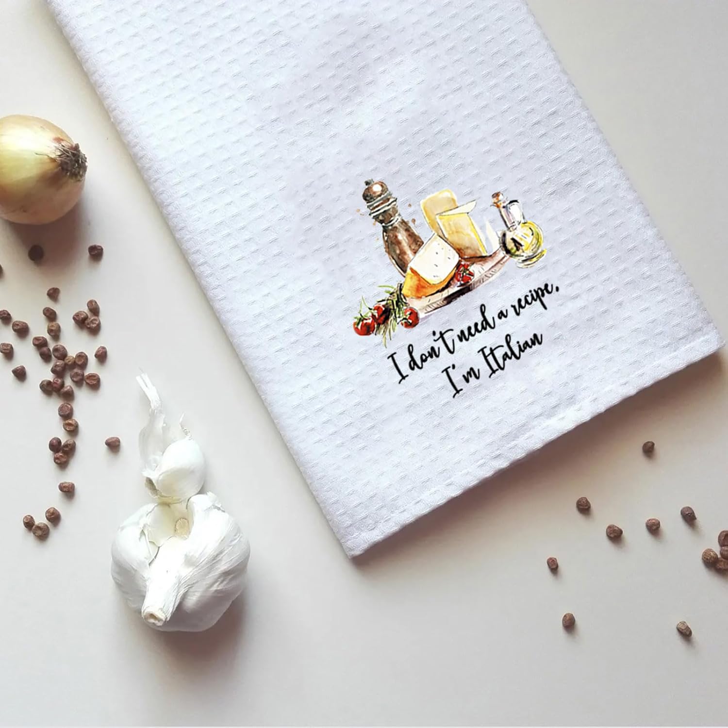 TSOTMO Italian Cooking Tea Towel I Don't Need A Recipe I'm Italian Kitchen Towel Italy Inspired Gift for Women (I'm Italian Towel) - Image 3