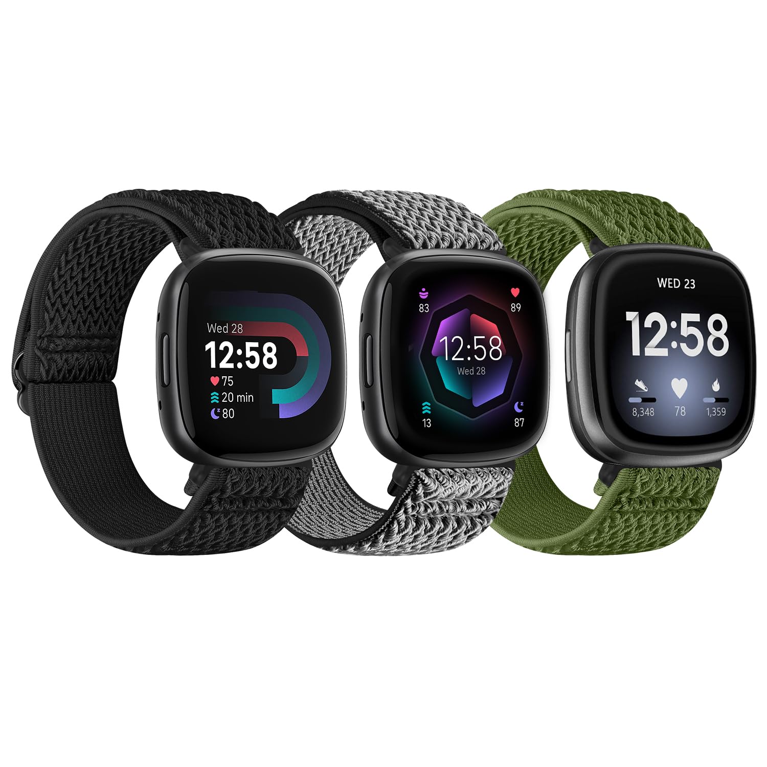 TumpCez Elastic Nylon Strap Compatible with Fitbit Versa 4 & Sense 2, Soft Adjustable Stretchy Wristbands Sport Replacement Straps for Women & Men — image 1