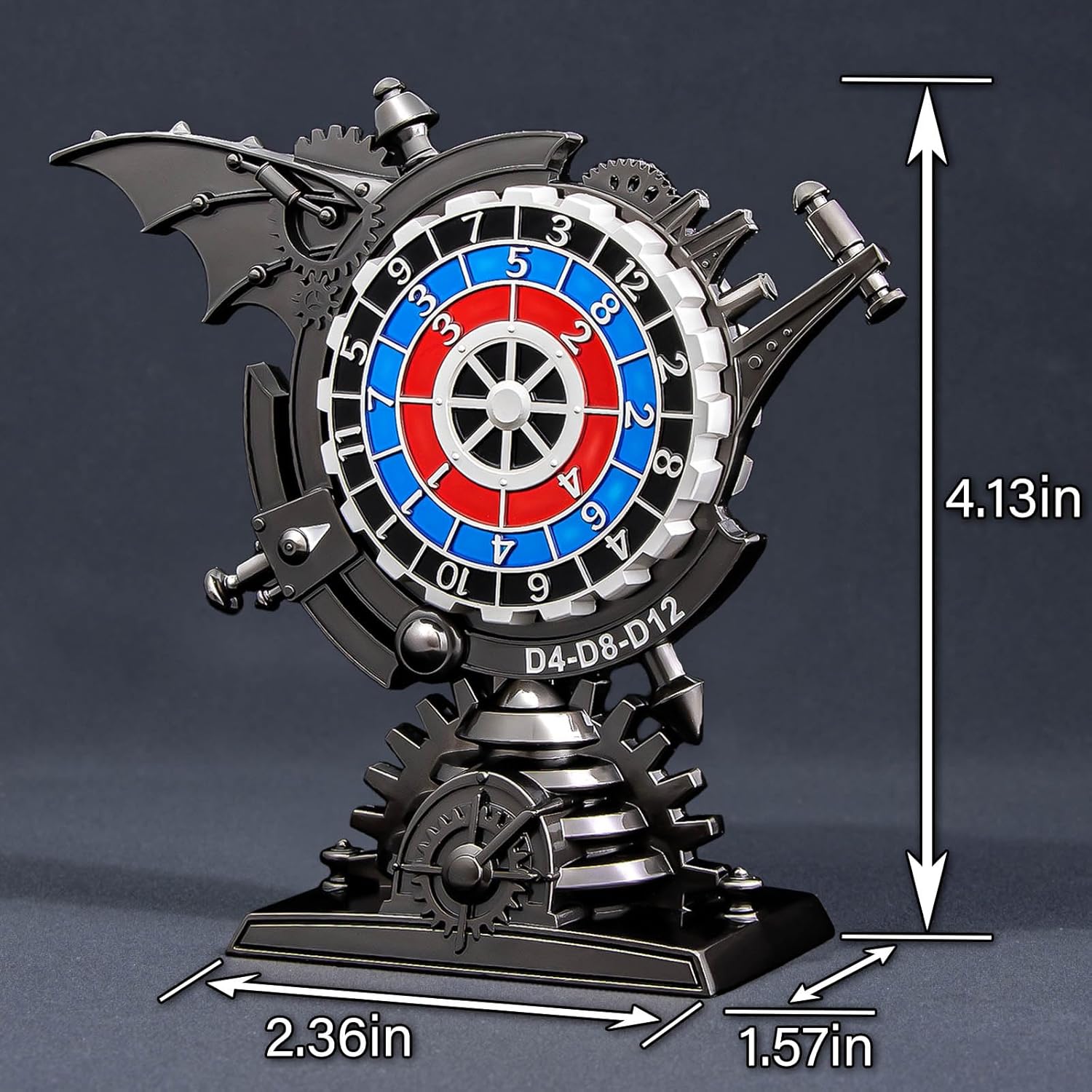 Steampunk Observatory 7 in 1 Spinner DND Dice Set, Metal D&D Dice with Gift Box, Dungeons Dragons D and D Role Playing Dice, Black, Blue and Red