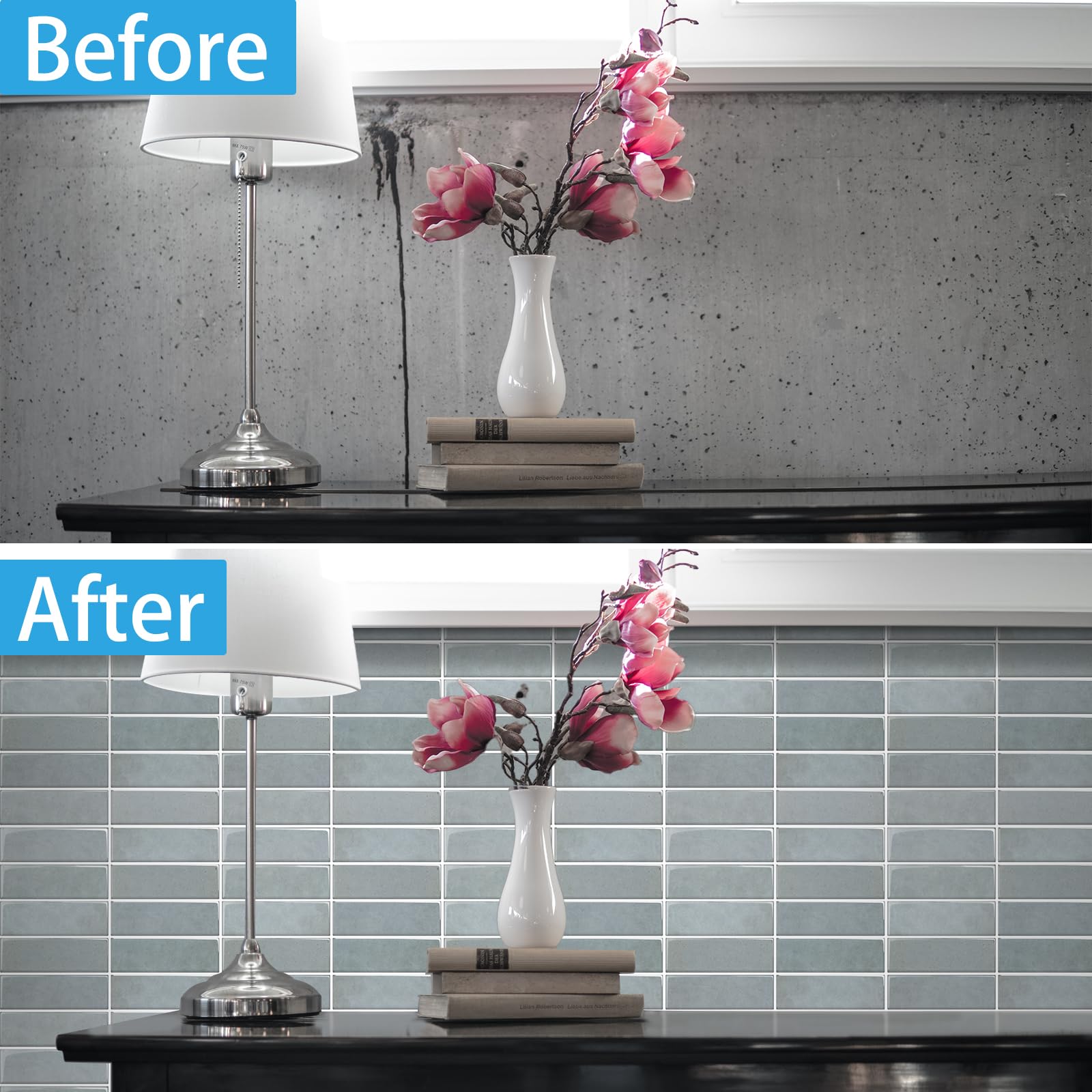 WoStick 3D zelfklevende tegels zelfklevende wandtegels, nieuwe upgrade 30,5 x 30,5 cm grote volledige grootte pel-en-plak wandtegels voor backsplash keuken en badkamer, 10 vellen/pak