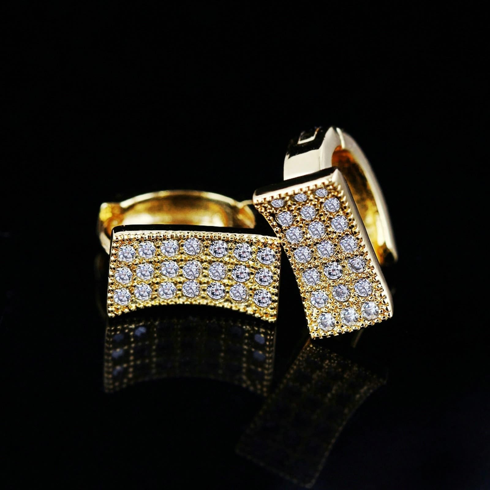 AMDXD Pendientes de mujer de oro Au585, clásicos pendientes de aro con moissanita, oro amarillo de 14 quilates, pendientes para mujer pequeños