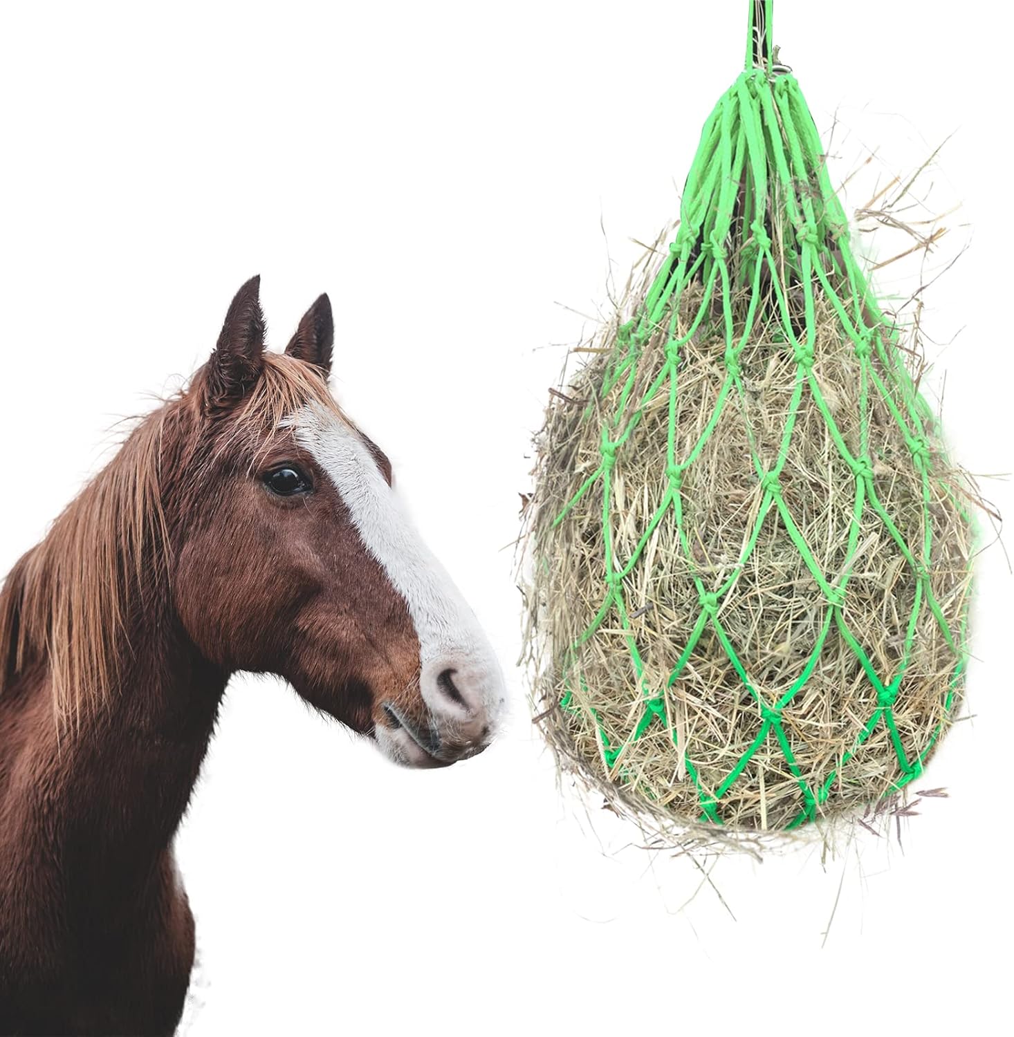 Horse Hay Net Treat Hay Feeder, Large Hanging Feeding Slow Feed Weaver Bag for Goat Donkey, Horse Stable Stall Paddock Accessory for Rest Relieve Stress, Durable Forage Pocket : Pet Supplies