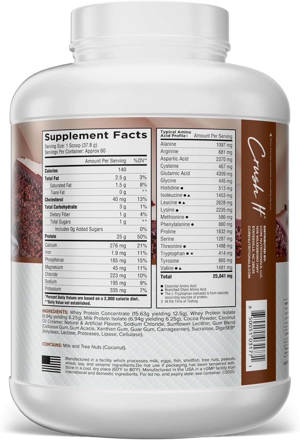 Core Nutritionals PRO Gourmet Protein Blend | Whey Protein Blend | with MCTs & Digestive Enzymes | Sustained Release Protein & Recovery Support |60 Servings (Death By Chocolate)