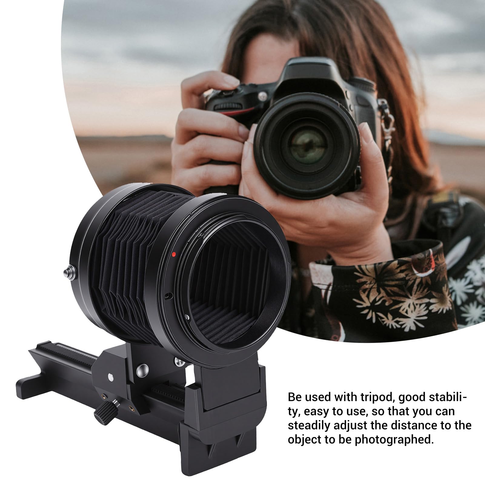 Yctze Supporto per Estensione Regolabile con Soffietto Macro in Lega di | Interfaccia Treppiede, Controllo della Distanza della Fisarmonica, Fotografia Ravvicinata, compatibilità con Fotocamera
