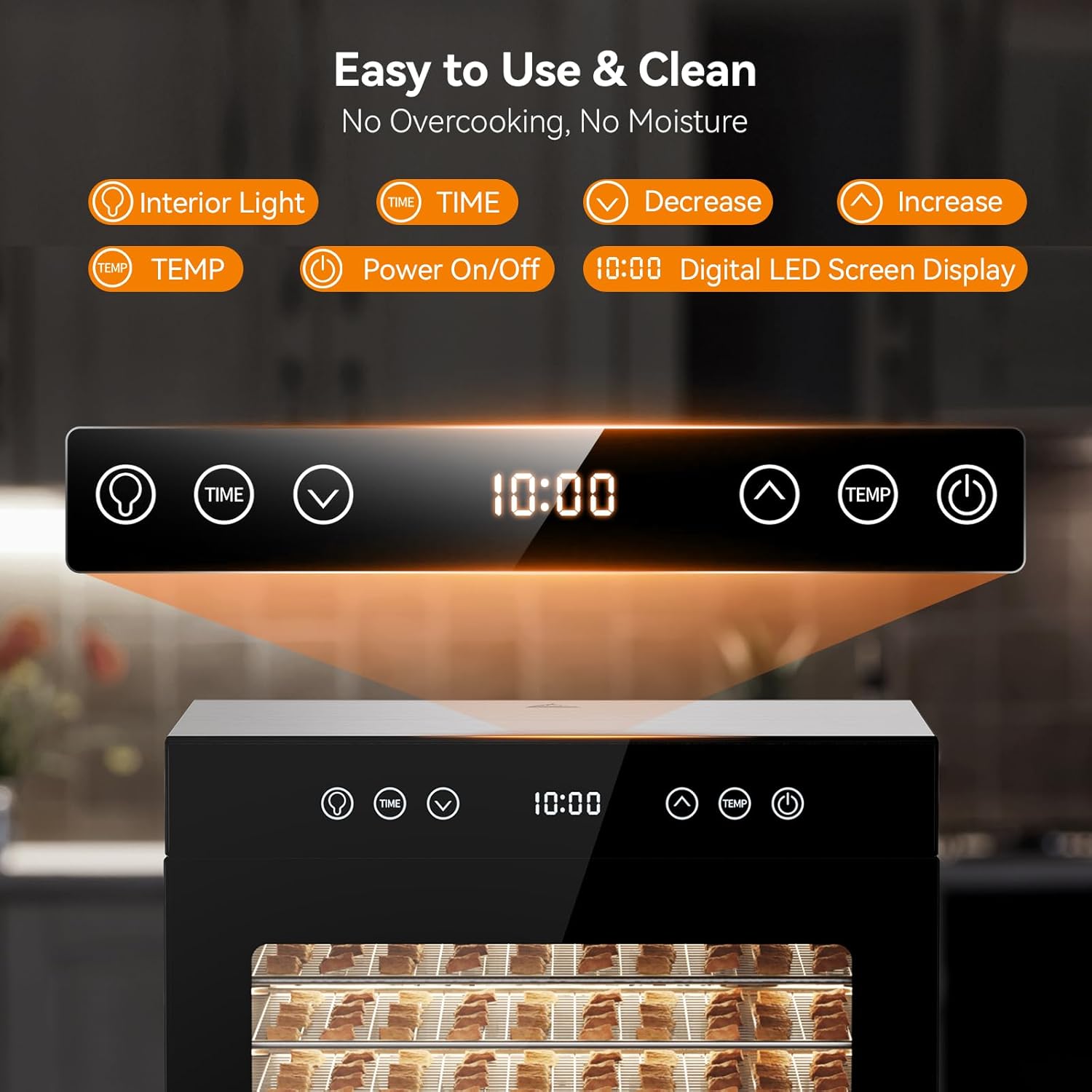 Food Dehydrator Machine with 8 Stainless Steel Trays, 650W Powerful Motor, Adjustable Temperature & 48-Hour Timer for Jerky, Fruits, Herbs, Dog Treats - Quiet Operation