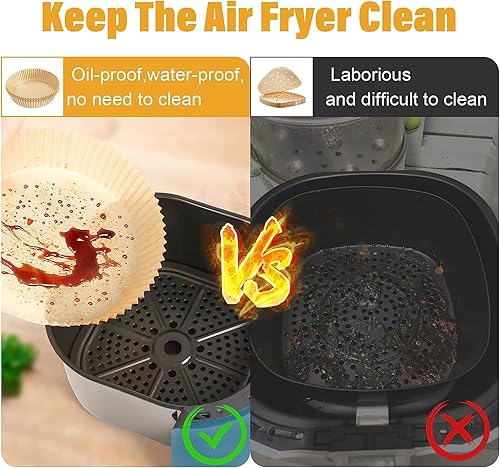 Miniatura 2 de Forros para freidora de aire de 6.3 pulgadas, 100 unidades para freidora de aire, almohadillas de papel desechables para freidora, hojas redondas de