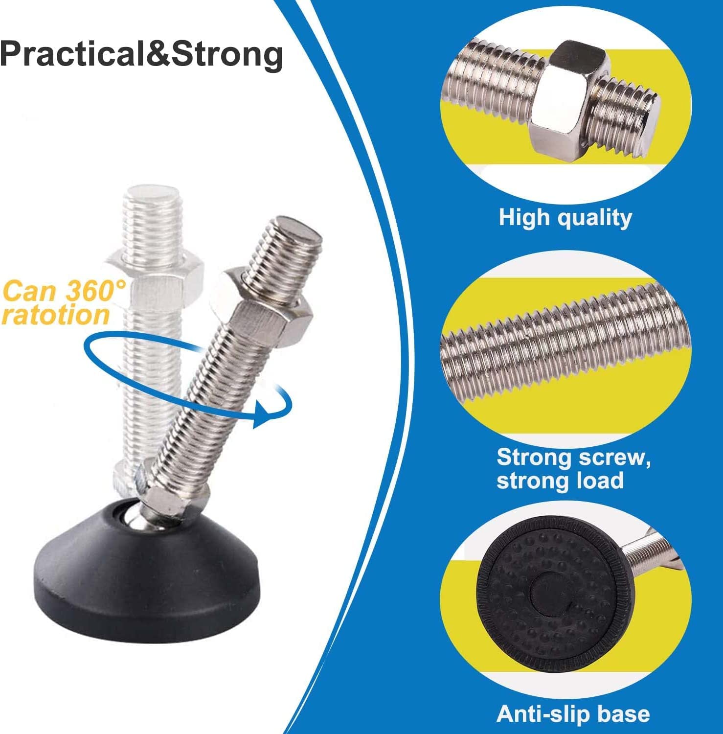 8 piezas M8 X 30 mm Patas de muebles ajustables, altura ajustable