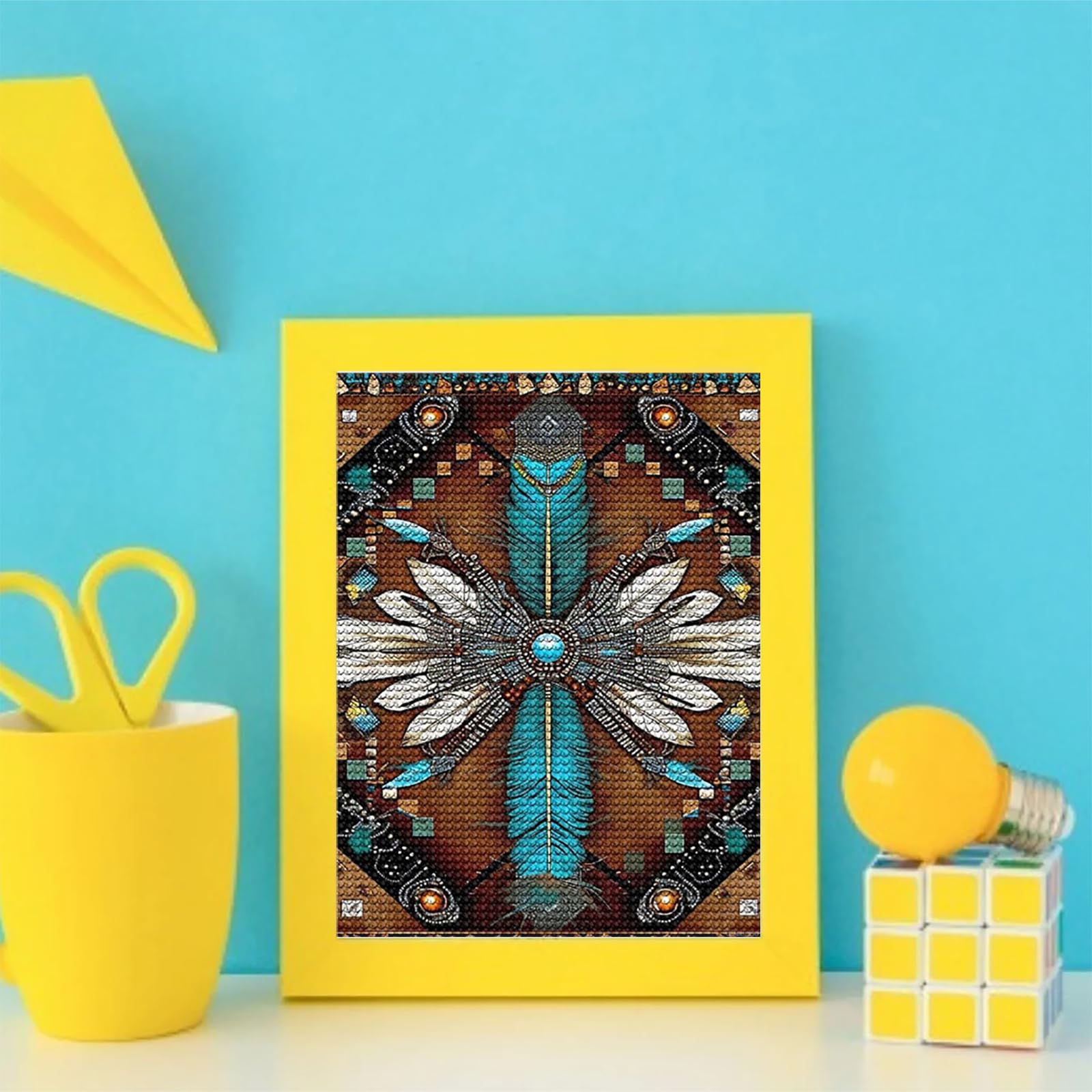 UPABLUNSO Kits de arte de pintura de diamantes nativos americanos, kits de arte de diamantes 5D, arte de gemas para decoración de pared del hogar, 12 x 16 pulgadas