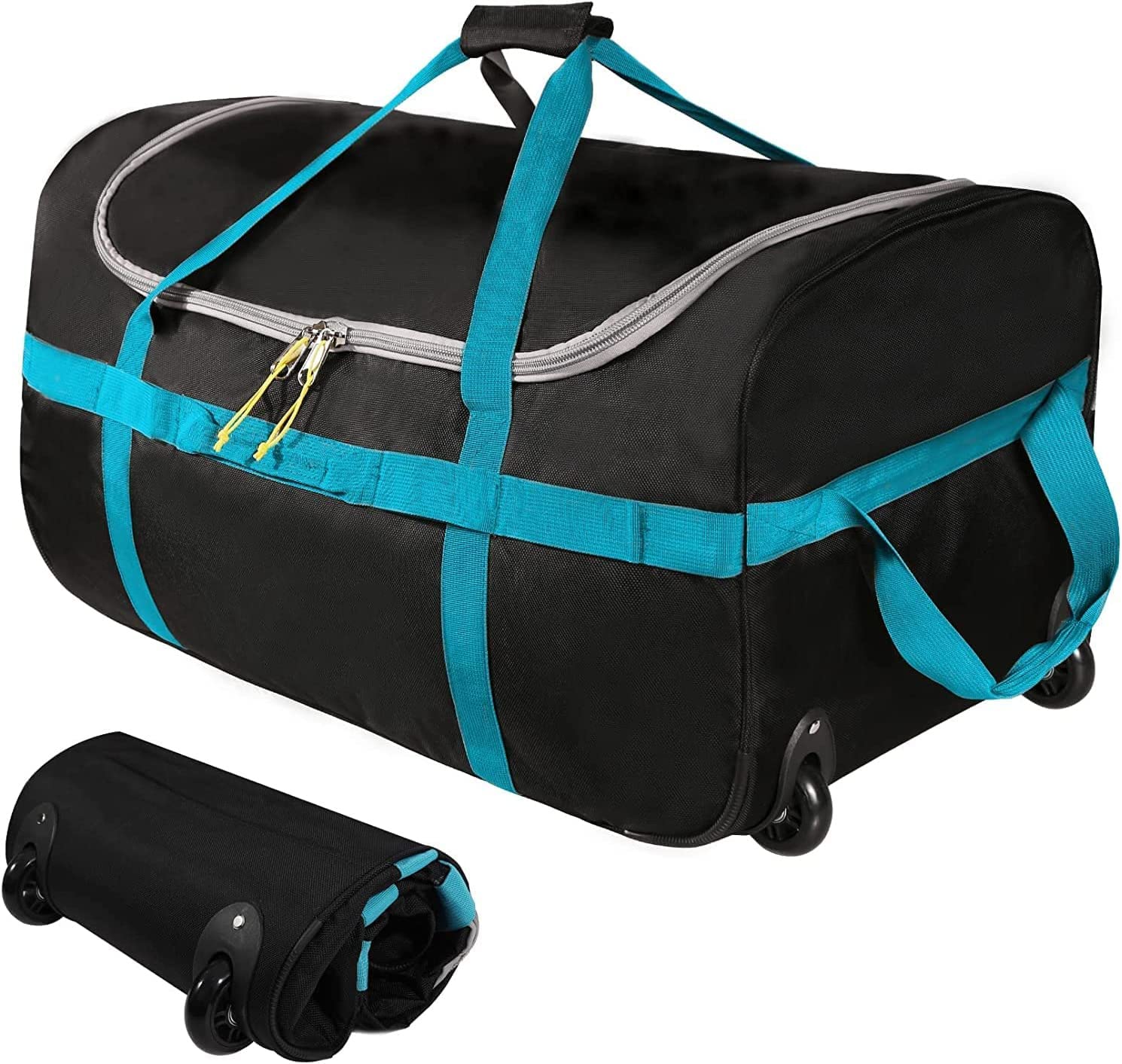 Bolsa de viaje grande con ruedas, plegable, portátil, versátil, Black-85l, 85 Liter, Clásico | Bolsa de viaje para vacaciones, viajes, acampada o fin de semana, resistente, resistente