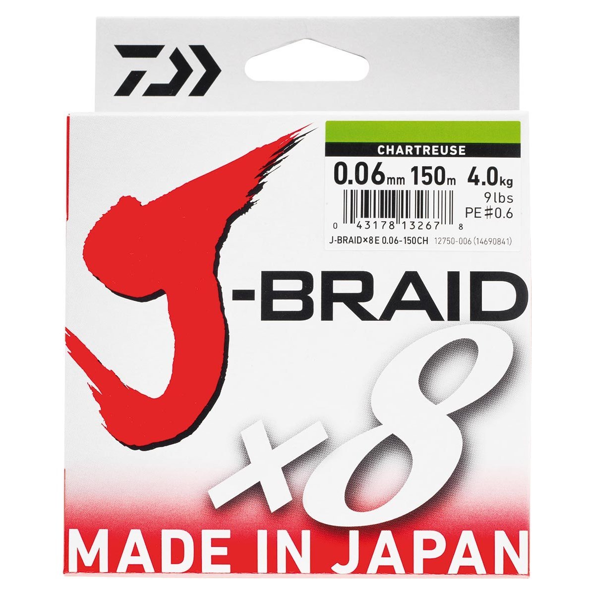 Daiwa J-Braid 8 Braid 150 m Chartreuse Braided Fishing Line
