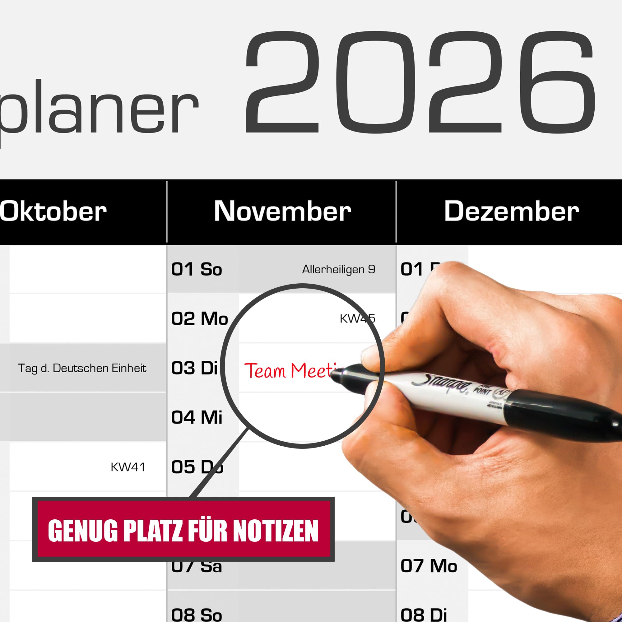 Calendario Da Parete 2026 Grande Formato A1 (57x87 Cm) - Planner Annuale Con Festività E Blocchi Giornalieri