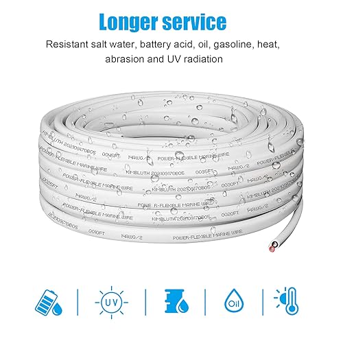 Miniatura 7 de Cable marino dúplex de calibre 14, cable de cobre estañado para barco, 40 pies 14 AWG estándar USA OFC alambre de cobre libre de oxígeno para