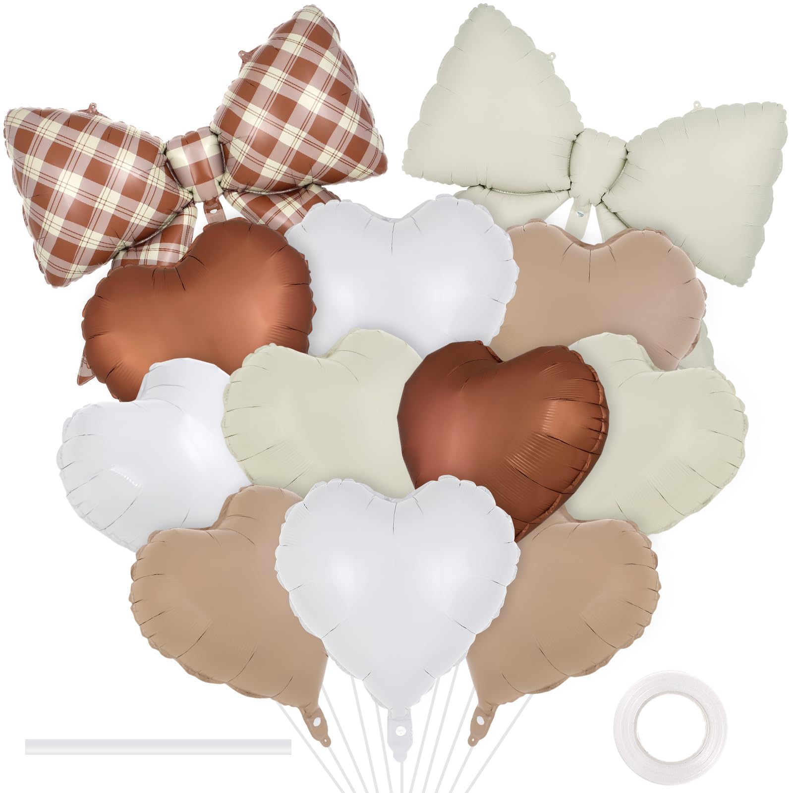12 Pcs 18 Inch Heart Balloons and 38 Inch Bow Balloons, Large Foil Bow Heart Balloon Bow Party Decorations for Birthday Baby Shower Valentines Wedding Party
