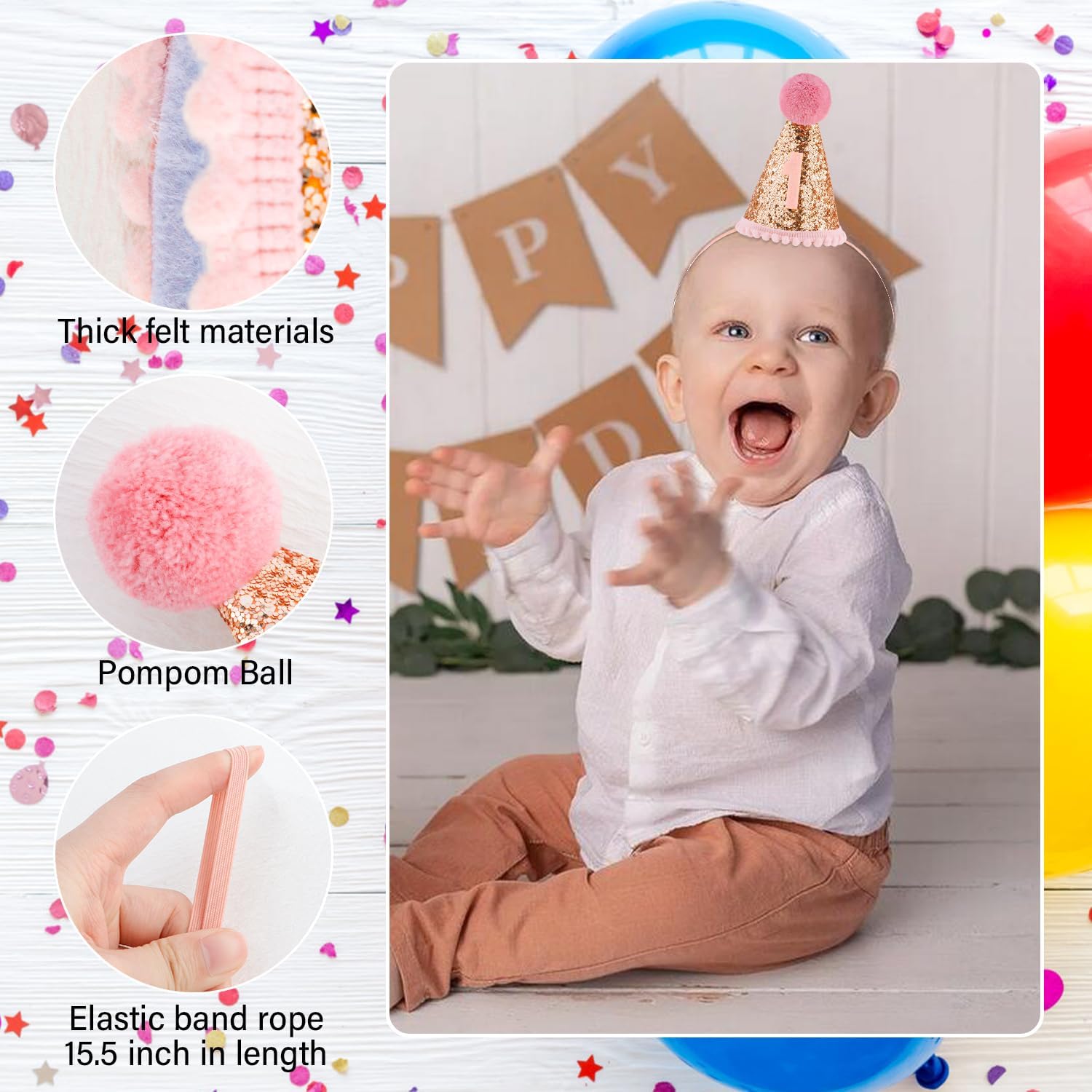 SuPoo 2nd to 6th Birthday Decorations for Girl Sprinkle Birthday Hat Headband Birthday Crown for Girl Princess Tiara Gift - Image 5