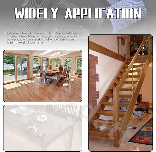 Miniatura 7 de Juego de herramientas de pintura de grano de madera MS6 MS17 MS18B Patrón de grano empítico de goma pintor de rodillos con mango, papel tapiz