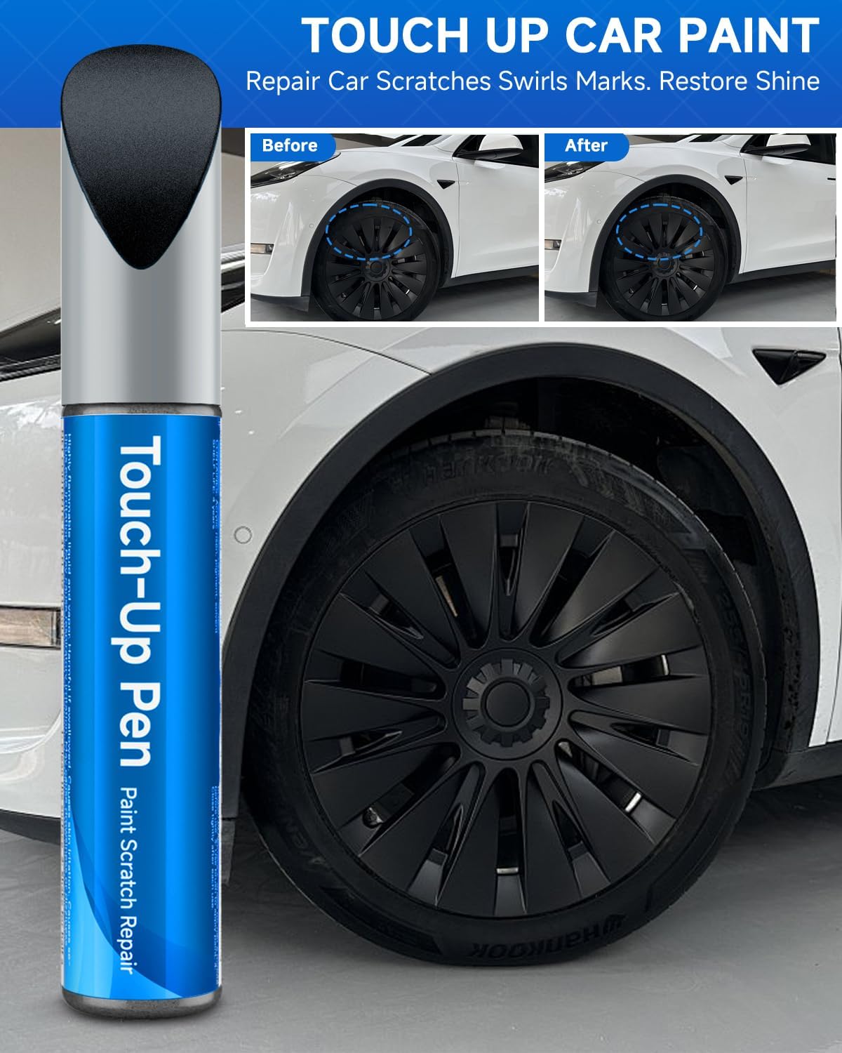Gunpowder Wheel Rims Touch Up Paint for Tesla Model 3 20''/Model Y 21''/Model S 21''/Model X 20''/Model OEM Touch Up Paint for Tesla Curb Rash Repair