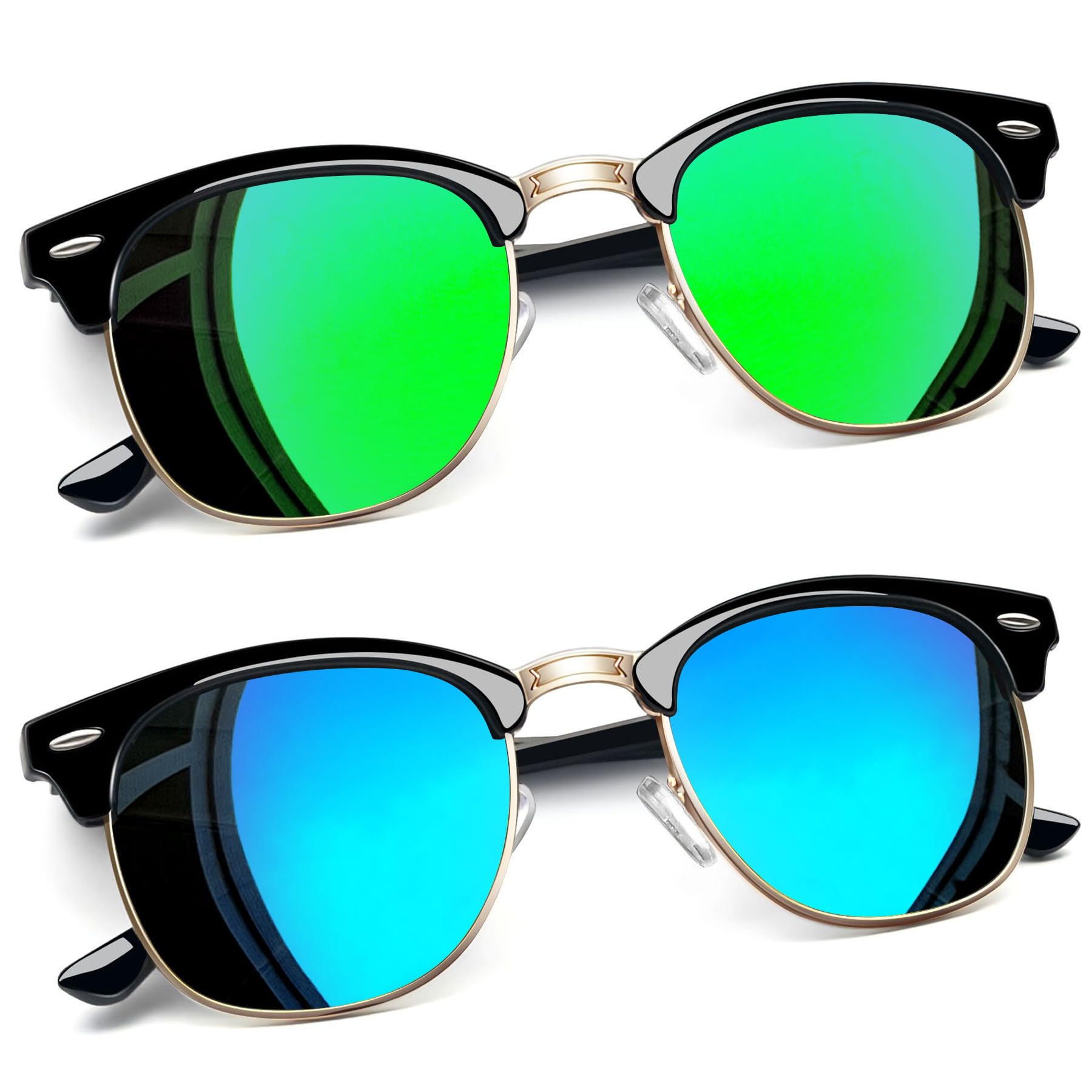 Joopin Half Frame Sunglasses UV Protection Vintage Browline Sun Glasses